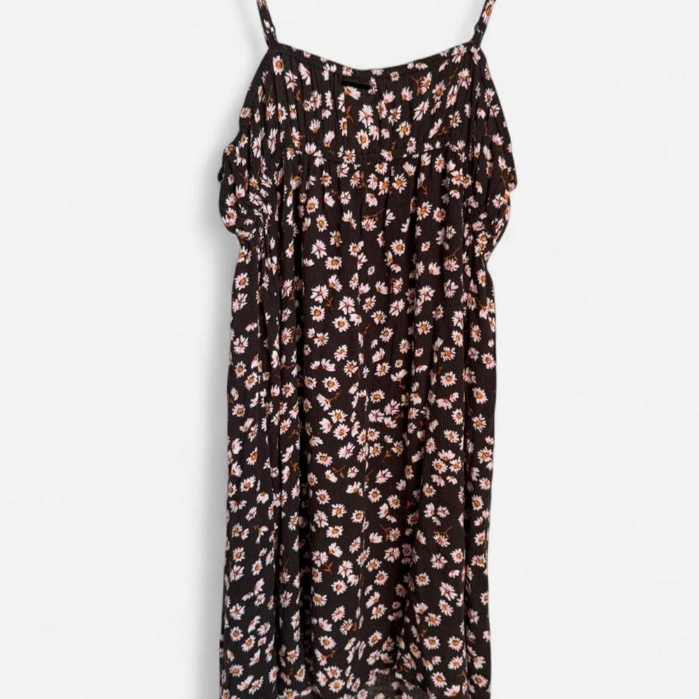 Billabong Black Floral Midi Dress Orange White Daisy